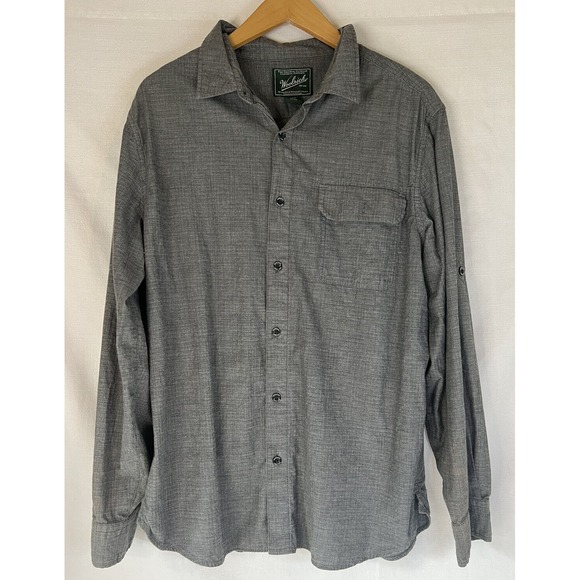 Woolrich Gray Cotton Button Down Men's Shirt Size Large Chest Pocket - Picture 1 of 6